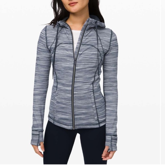 lululemon athletica Jackets & Blazers - Lululemon Hooded Define Jacket Nulu Herribone Heathered Teal White Size 6
